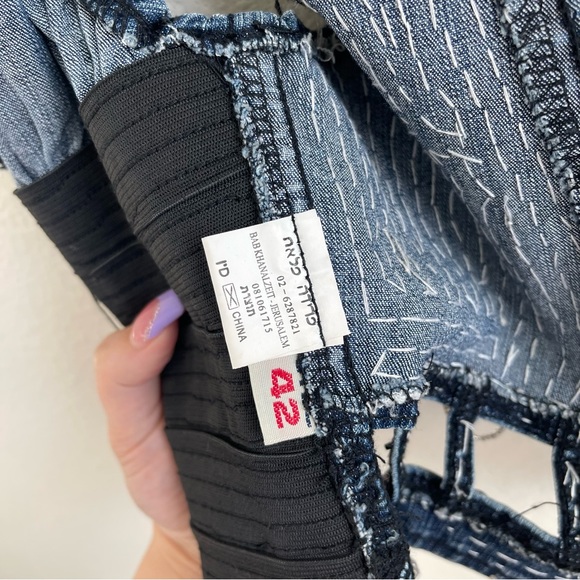 KBB JEANS Vintage 90s Dark Wash Denim Sequin Beaded Handmade Smocked Tank Top - Picture 10 of 11